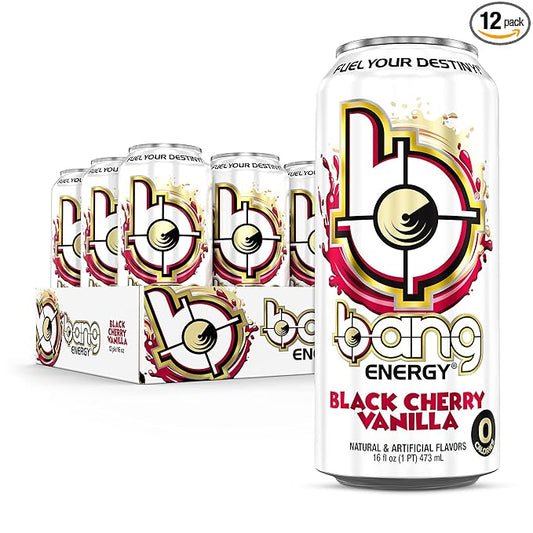 Bang Energy Black Cherry Vanilla, Sugar-Free Energy Drink, 16-Ounce (Pack of 12)