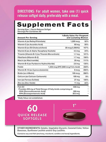 Nature's Truth Prenatal Multivitamin for Women | with DHA and Folic Acid | 60 Softgels | Non-GMO & Gluten Free Supplement