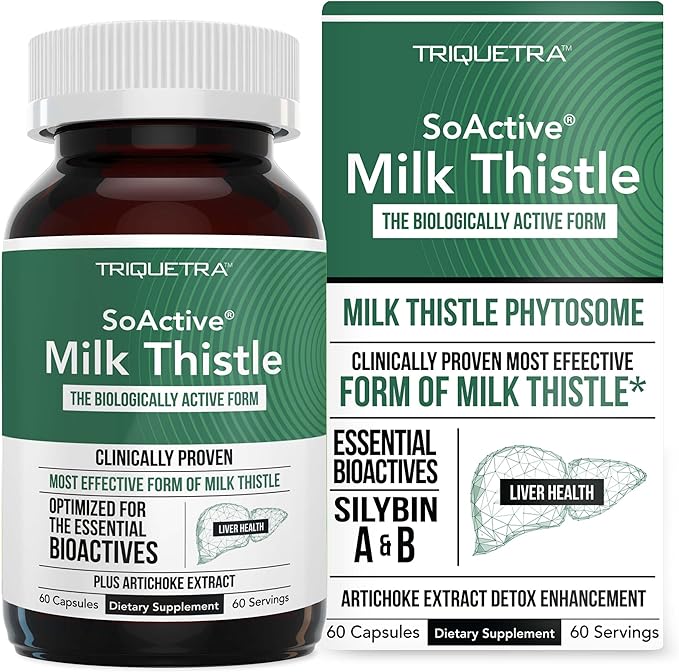 SoActive® Milk Thistle: 10X More Effective Milk Thistle Phytosome, Optimized for Essential Bioactive Silybin A & B Plus Bilear® Artichoke Extract & Bile Enhancer - Liver Support | 60 Servings