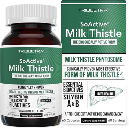 SoActive® Milk Thistle: 10X More Effective Milk Thistle Phytosome, Optimized for Essential Bioactive Silybin A & B Plus Bilear® Artichoke Extract & Bile Enhancer - Liver Support | 60 Servings