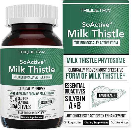 SoActive® Milk Thistle: 10X More Effective Milk Thistle Phytosome, Optimized for Essential Bioactive Silybin A & B Plus Bilear® Artichoke Extract & Bile Enhancer - Liver Support | 60 Servings
