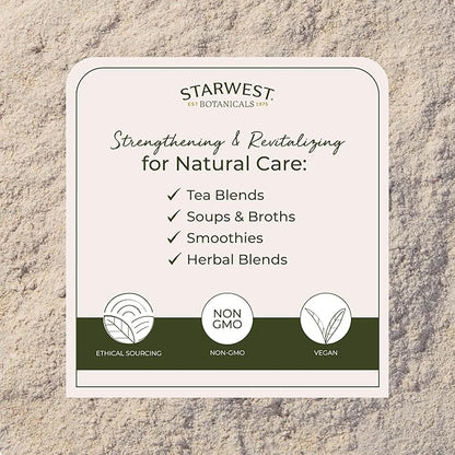 Starwest Botanicals Astragalus Root Powder - Dried Herb for Tea, Natural Immune Support, Promotes Wellness, Certified Kosher, Non-GMO - Bulk 1 lb Bag
