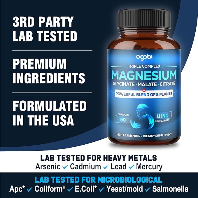 Magnesium Glycinate Chelate Complex - 8600 mg Magnesium with Organic Vegetables to Support Restful Mood, Calm & Muscle Cramp - 90 Capsules (2/90Capsules)