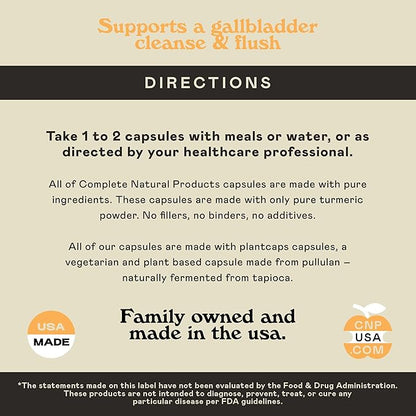 Organic Turmeric Capsules - Raw & Pure Curcumin Root Powder Supplement, 100 Capsules 600mg, Gallbladder, Liver, and Support