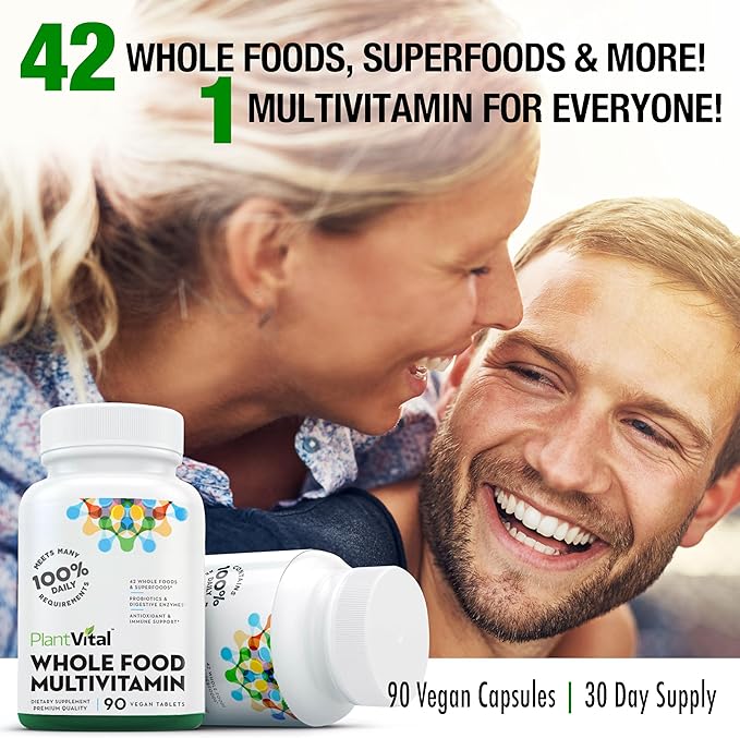 Plantvital Whole Food Multivitamin - Multivitamins with 42 Superfoods Raw Veggies and Fruits Vitamins Earth Energy Fruits and Veggies Supplement Pure Fruit and Vegetable Supplements - 270 Tablets