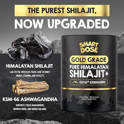 Pure Himalayan Shilajit Resin - Over 85% Fulvic Acid & Large Jar w/ 125 Servings - Probably The Purest Shilajit on The Market - US Lab Tested for Authentic Himalayan (Large Jar, Gold-Grade Shilajit)