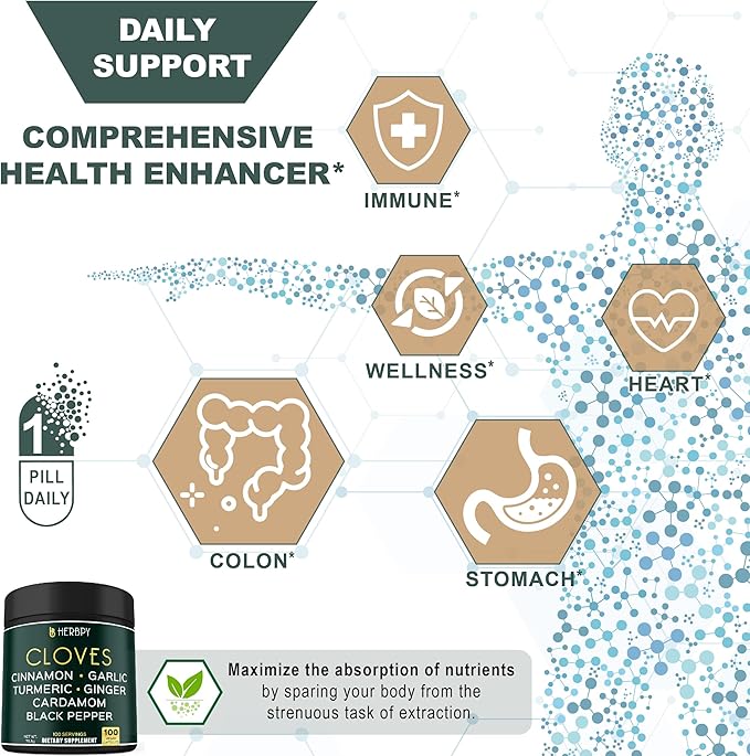 Bundle 7in1 Cloves Supplement & 5in1 Ginger Supplement - Support Immune, Digestion and Heart Health