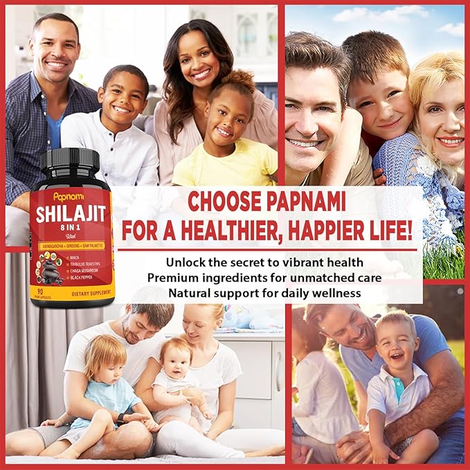 Shilajit Himalayan Capsules - 3 Month Supply - Combined Ashwagandha, Ginseng, Saw Palmetto, Maca, Tribulus, Chaga, Black Pepper