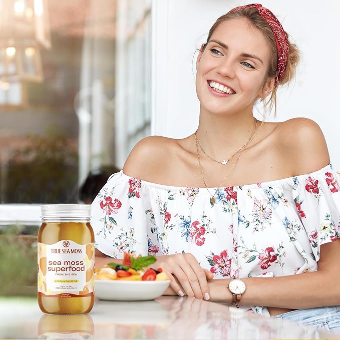 TrueSeaMoss Sea Moss Gel – Made in USA – Wildcrafted Seamoss, Fresh Fruits & Sea Vegetables – Mango/Pineapple, Pack of 1 (Labels may Vary)