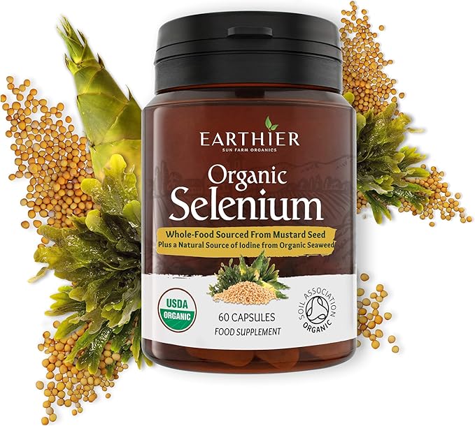 Organic Selenium 200 mcg with Iodine and Silica All from Certified Organic Whole Foods - Two Month Supply