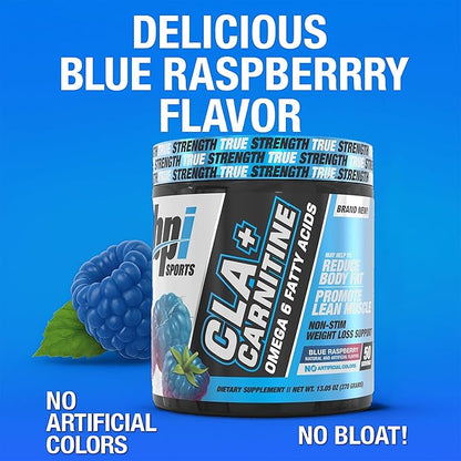 BPI Sports CLA + Carnitine – Conjugated Linoleic Acid – Weight Loss Formula – Metabolism, Performance, Lean Muscle – Caffeine Free – for Men & Women – Blue Raspberry – 50 Servings – 12.34 oz.