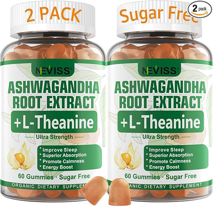 NEVISS Ashwagandha Gummies 2000mg, Feel Refreshed, Plus Proprietary Blend with L-Theanine, 5-HTP, Lemon Balm, Magnesium for Calm, Zzzs & Relaxation Support, 120 Count