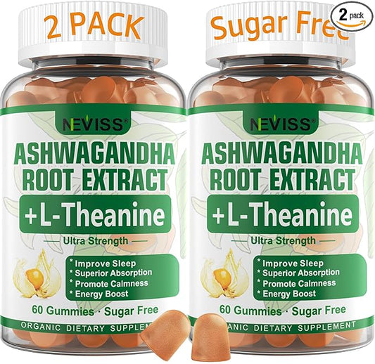 NEVISS Ashwagandha Gummies 2000mg, Feel Refreshed, Plus Proprietary Blend with L-Theanine, 5-HTP, Lemon Balm, Magnesium for Calm, Zzzs & Relaxation Support, 120 Count
