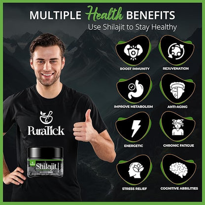 Shilajit Resin Organic 30g | 500mg A+ Grade Pure Himalayan Shilajit Supplement Contains Fulvic Acid & 85+ Trace Minerals | 100% Pure Natural Blend for Boost Energy, Immunity, Brain Power - 30 Grams