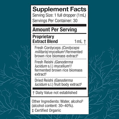Host Defense CordyChi Extract - Energy & Immune Support Supplement - Cordyceps & Reishi Mushroom Supplement for Relaxation & Respiratory Support - Aids Against Tiredness - 1 fl oz (30 Servings)*