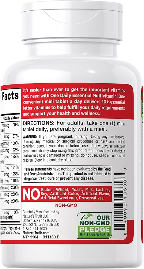 Nature's Truth One Daily Multivitamin | 365 Mini Tablets | Non-GMO & Gluten Free Supplement | for Men and Women