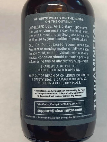 Clean Nutraceuticals Shilajit Liquid Drops with Sea Moss, Ashwagandha, Zinc, Magnesium, Liquid Vitamins for Women and Men - Terra Mineral