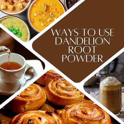 Dandelion Root Powder 100% Natural Dandelion Root for Herbal Tea, Detox & Wellness – Finely Ground, Additive-Free Vegan Supplement – 8 oz Resealable Pack