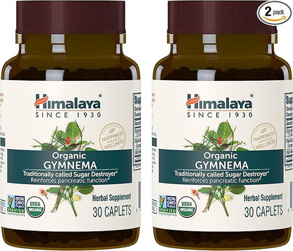 Himalaya Organic Gymnema Sylvestre Herbal Supplement USDA Certified Organic, Non-GMO, 700 mg, 30 Plant-Based Caplets, 2 Pack