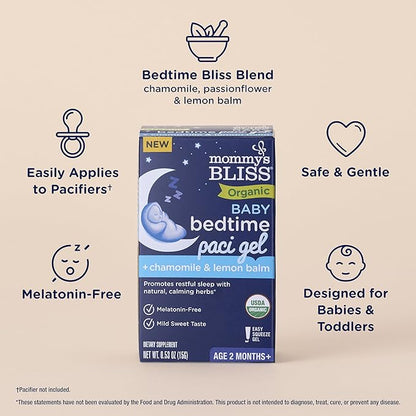 Mommy's Bliss Organic Baby Bedtime Paci Gel, Promotes Restful Sleep*, Melatonin Free, Age 2 Months+, 0.53 Fl Oz