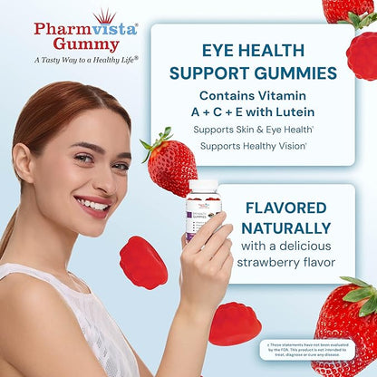 Eye Health Support Gummy - Vitamin A + C + E + Lutein - Gluten Free, Vegan Friendly Supplement - 60 Count