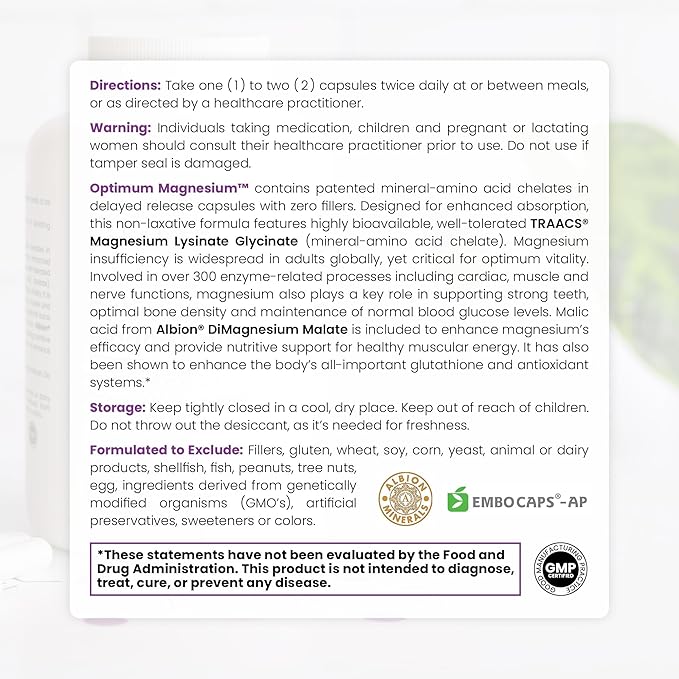 Pure TheraPro Rx Optimum Magnesium Lysinate Glycinate & Di-Magnesium Malate, Made in USA | 4 Month Supply | Chelated Magnesium for Maximum Absorption, Supports Bone Health & Energy, 240 Count