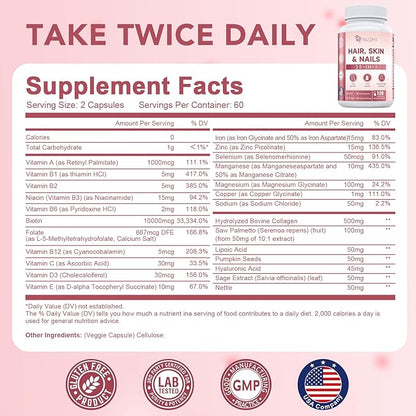 Probiotics for Women & Hair, Skin & Nails Supplement Bundle, Vaginal & Urinary Health, Feminine Health, Supports Hair Growth, Skin Health, Nail Strength