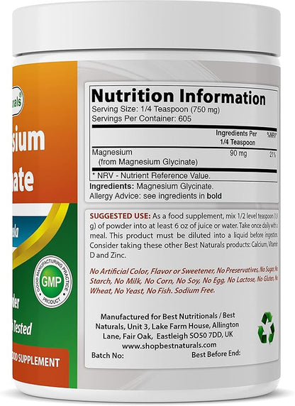 Best Naturals Magnesium Glycinate Powder - 1 Pound (1 LB (Pack of 2))