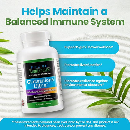 Glutathione Ultra Complex – Comprehensive Antioxidant Support for Detox & Immune System Function - Glutathione Supplement with L-glutathione, Quercetin, Zinc, Selenium & Vitamins A & C - 60 Capsules