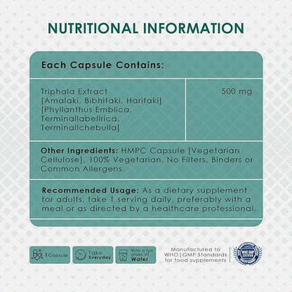 AMBROSIAL Triphala 500 Mg Organic Triphala Capsules Pack of 1-60 Capsules