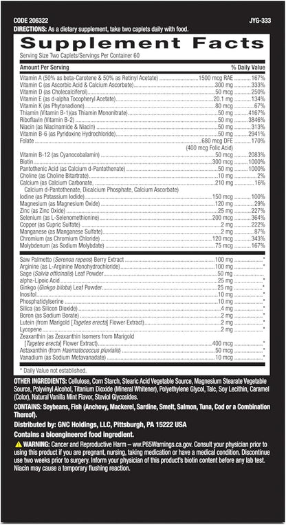 GNC Mega Men 50 Plus Multivitamin Caplets, Clinically Proven, Heart & Prostate Health, B Vitamins, Saw Palmetto, Memory, Vitamin D-3, 120 count
