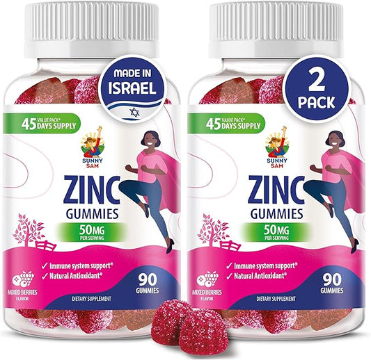 Zinc Gummies for Adults - Zinc Chewable Gummy for Immune Support - Powerful Natural Antioxidant Non-GMO Supplement for Children Men Woman Adults