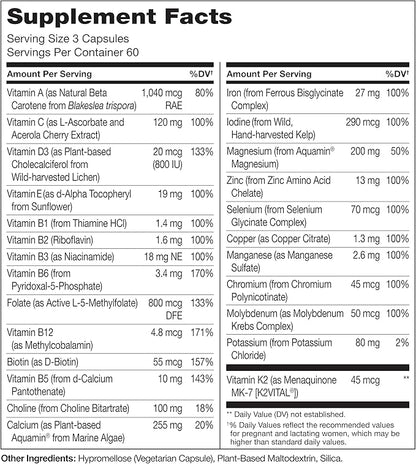 NATURELO Prenatal Multivitamin with Gentle Chelated Iron, Methyl Folate, Plant Calcium & Choline - Vegan, Vegetarian - Non-GMO - Gluten Free - 180 Capsules - 4 Month Supply (Pack of 2)
