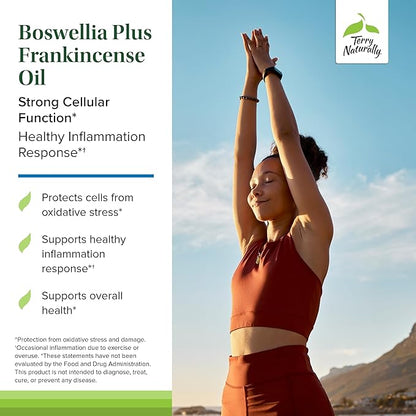 Terry Naturally Boswellia Plus Frankincense Oil - Joint Support Supplement to Support Mobility & Joint Comfort - Support Cellular Health with Boswellia & Frankincense Oil - 60 Softgels (Pack of 2)