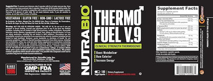 NutraBio ThermoFuel V.9 for Men and Women- Metabolism Booster and Appetite Suppressant-Thermogenic Fat Burner-180 Capsules