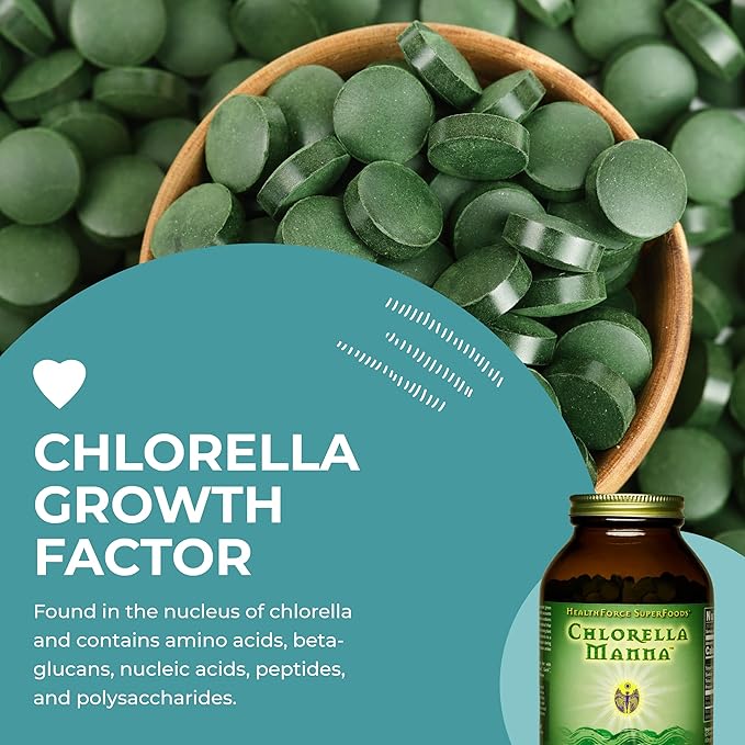 HealthForce SuperFoods Chlorella Manna - Tablets - 1200 Vegan Tablets