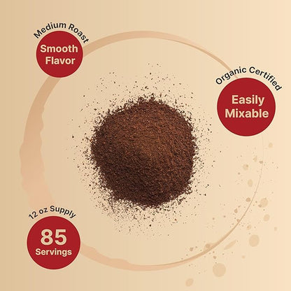 Organic Mushroom Coffee with MCT Oil, 12oz (85 Servings) | 10 in 1 Adaptogenic Mushrooms – Lions Mane, Shiitake, Reishi & More – Energy, Immune Booster & Brain Health Support – No Fillers