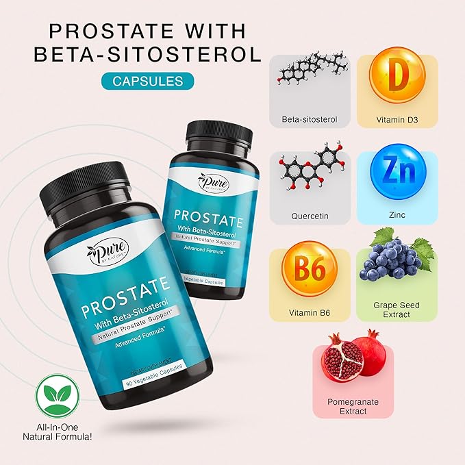 Pure By Nature Beta Sitosterol Supplement, Prostate Support Capsules for Men with Zinc, May Help with Frequent Urination & May Support Good Sleep, 90 Capsules