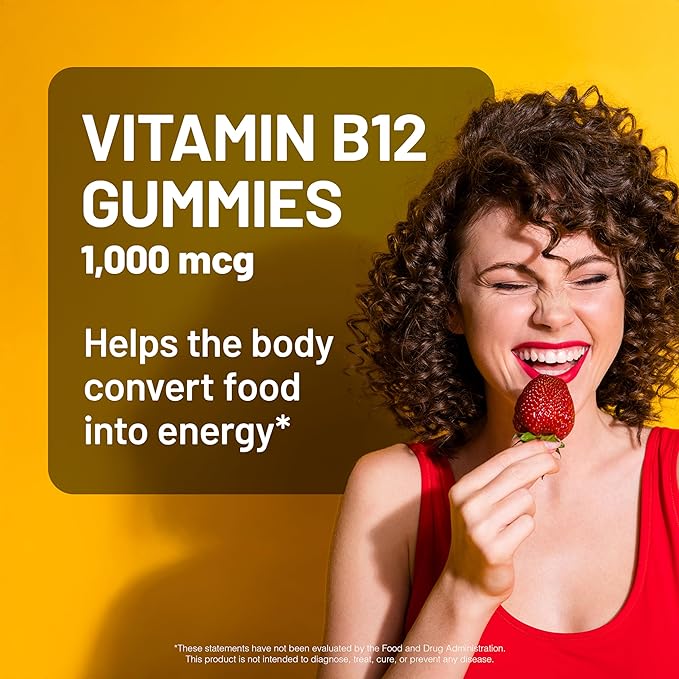 NatureWise Vitamin B12 Gummies for Adults, 1000 mcg - Strawberry Lemon Flavor - Supports Daily Energy, Mental Clarity, Cognitive Function - Vegan, Gluten-Free, Non-GMO - 90 Count[45-Day Supply]