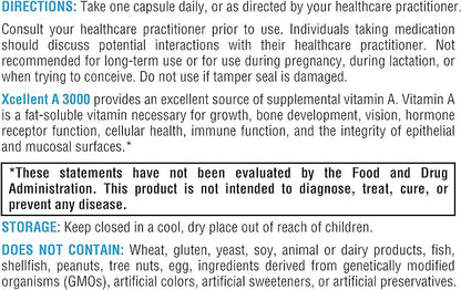 XYMOGEN Xcellent A 3000 - 10,000 IU High-Potency Vitamin A Supplement (Retinyl Palmitate) - Supports Healthy Immune Function, Healthy Skin + Mucous Membranes (60 Capsules)