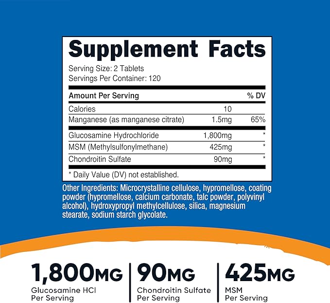 Nutricost Glucosamine 1800mg with Chondroitin & MSM, 240 Tablets, 120 Servings - Non-GMO, Gluten Free