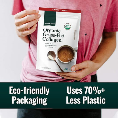 Natural Force Organic Clean Collagen Peptides Powder - USDA Certified Organic & Non-GMO, Keto & Paleo Certified - Hydrolyzed Type I & III Protein Powder with Essential Amino Acids – Unflavored, 32oz