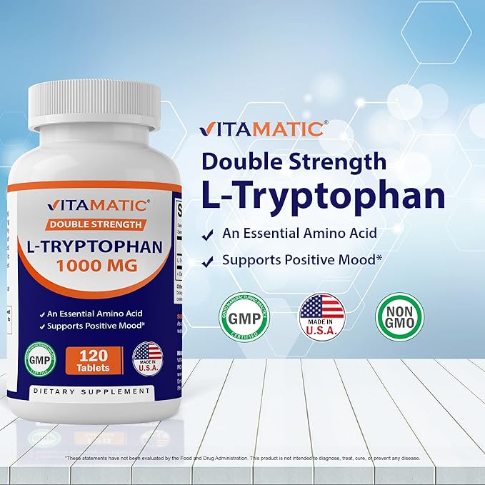 Vitamatic L-Tryptophan 1000mg 120 Tablets (120 Tablets (Pack of 1)) (1 Bottle)