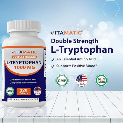 Vitamatic L-Tryptophan 1000mg 120 Tablets (120 Tablets (Pack of 1)) (1 Bottle)