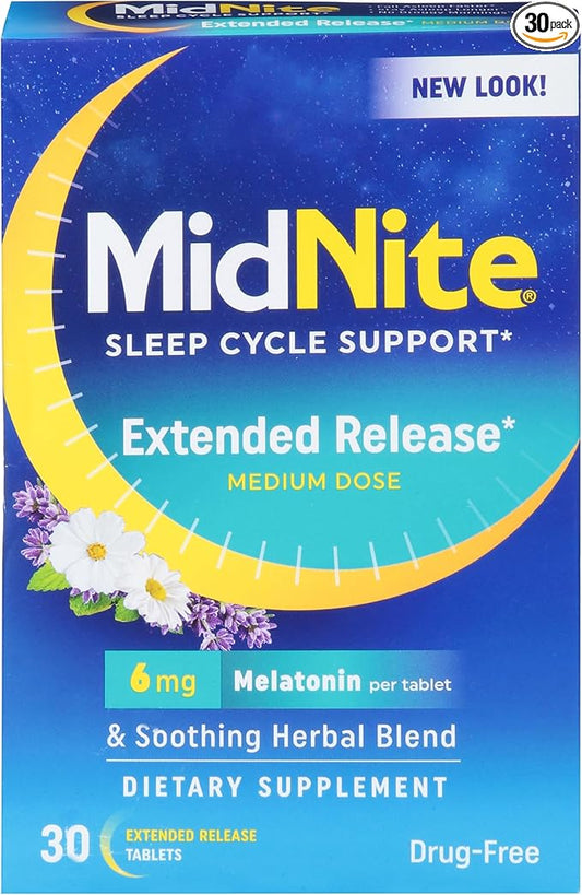 Midnite, Extended Release Melatonin Drug Free, 30 Count