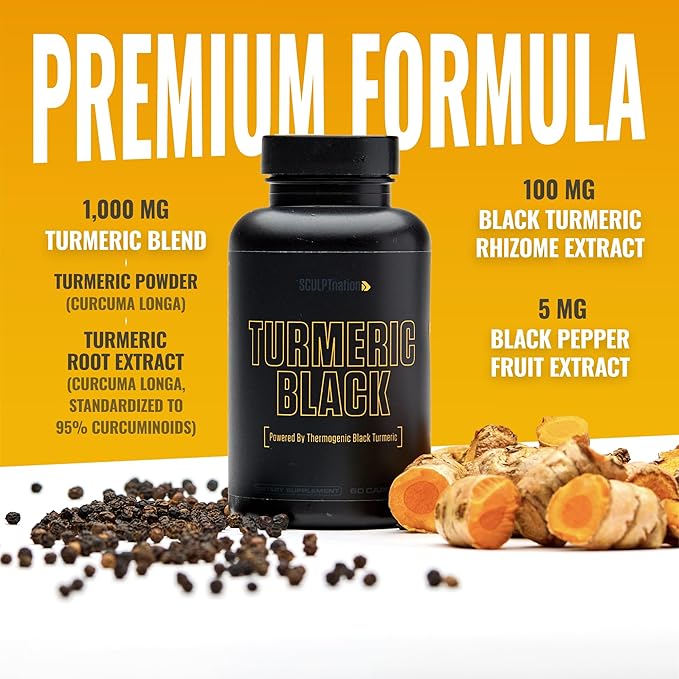 Sculpt Nation by V Shred Powerful Turmeric Supplement - Turmeric Curcumin with Black Pepper & Patented Ingredients for Joint Health - 30-Day Supply