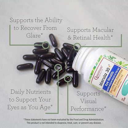 Quantum Health Macula 30+ Eye Health Supplement|Promotes Macular and Retinal Health as You Age|Formulated with Lutein, Zeaxanthin, Omega-3, and Vitamins C & E|60 Softgels, 30 Day Supply