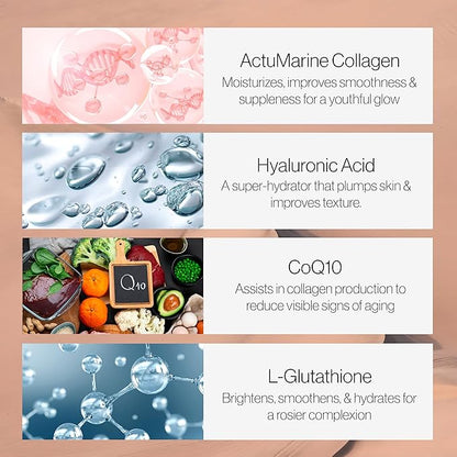 Relumins Marine Collagen Powder Drink Mix - Collagen Peptide with Glutathione, Green Tea, CoQ10, & Hyaluronic Acid Boosts Smooth Glowing Skin - 10 Powder Sachets x Pineapple Flavored