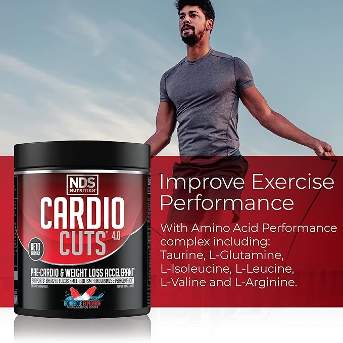 NDS Nutrition 4.0 Pre Workout Supplement - Advanced Weight Loss and Pre Cardio Formula with L-Carnitine, CLA, MCTs, L-Glutamine, and Safflower Oil - Bombsicle (40 Servings)