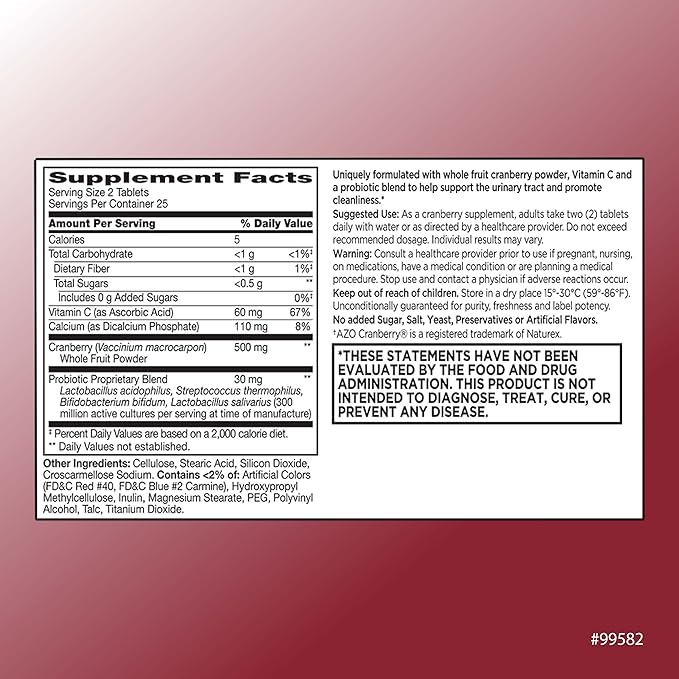 Quality Choice Urinary Tract Support Cranberry + Probiotic Tablets with Vitamins 60 Count